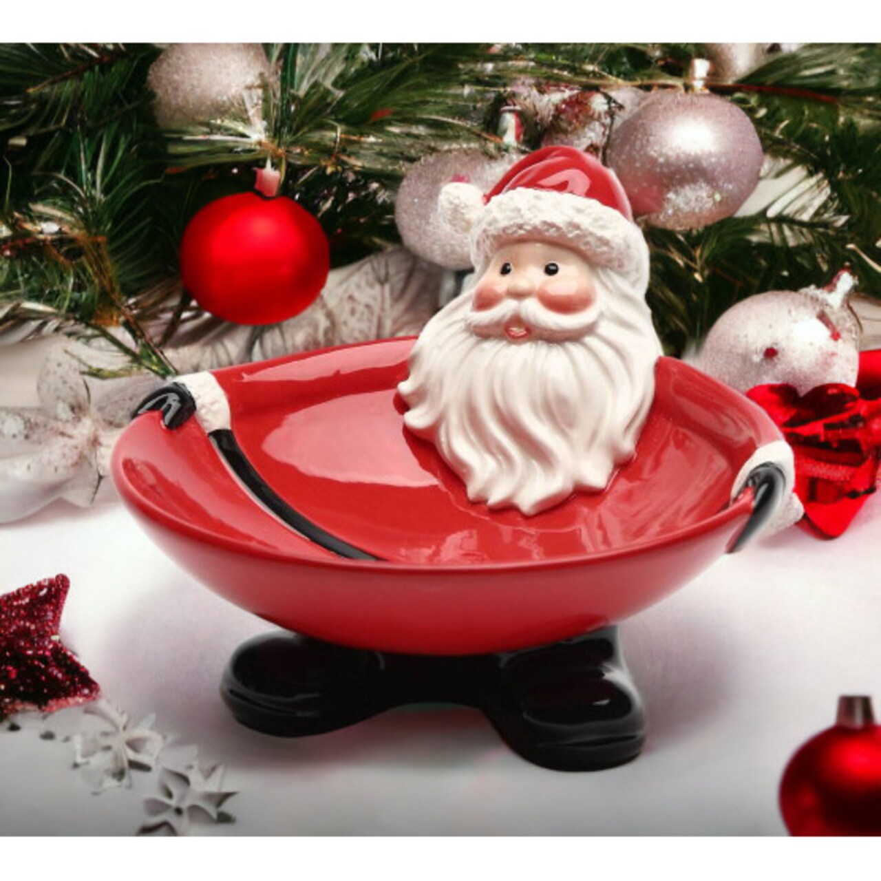 kevinsgiftshoppe Ceramic Santa Claus Candy Bowl Home Decor Kitchen Decor Christmas Decor